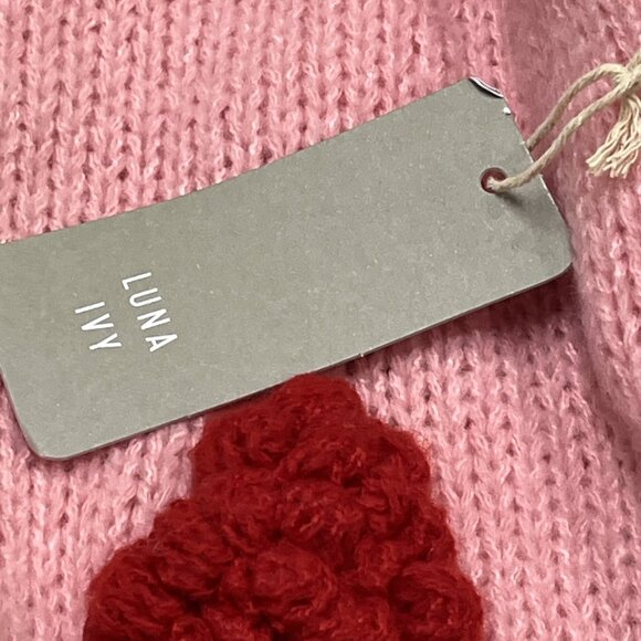 Luna Sweater Womens M Pink Open Knit 3D Floral Oversized Cropped Cardigan Y2K - Picture 4 of 10